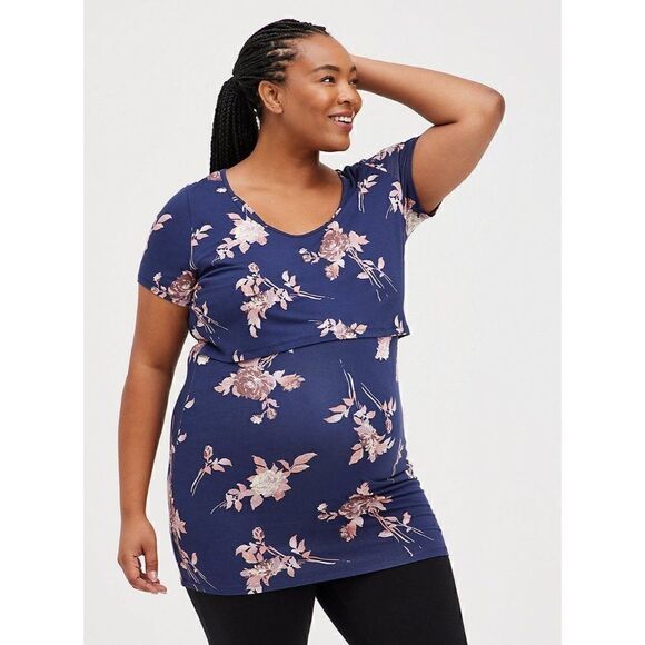 TORRID PREGNANCY MATERNITY NURSING TOP -SUPER SOFT NAVY PLUS SIZE 0X - Picture 5 of 5